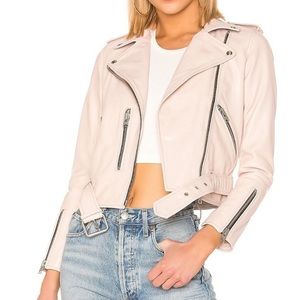 Allsaints Balfern Powder Pink Leather Biker Jacket